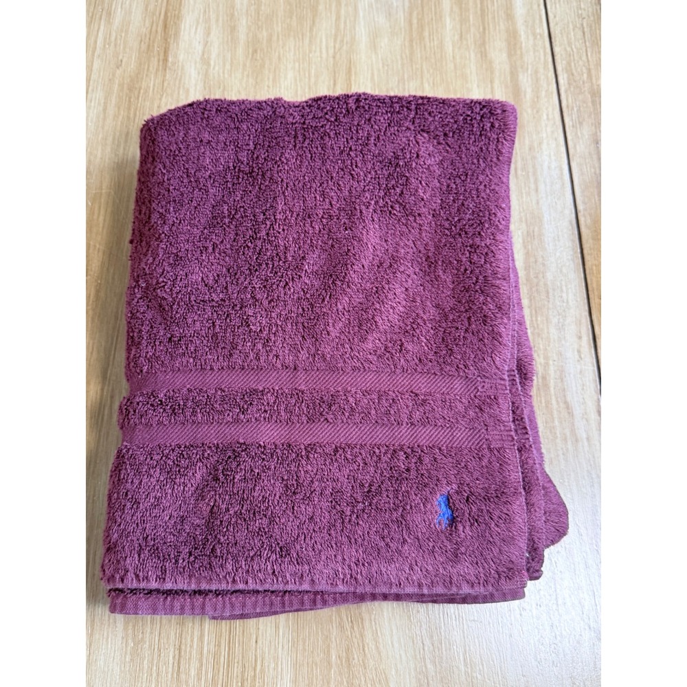 Vintage Ralph Lauren Plum/ Wine 3pc Bath Towel Set Blue Pony Logo - Picture 4 of 7